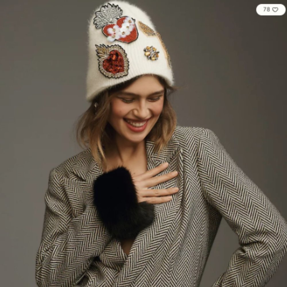 Anthropologie Patch Beanie NWT